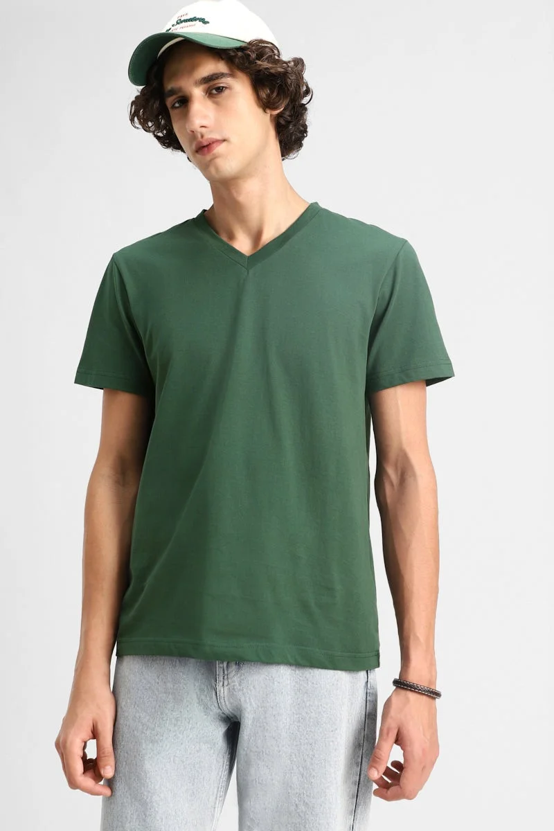 SNITCH 100% Cotton V Neck Regular Fit T-Shirt